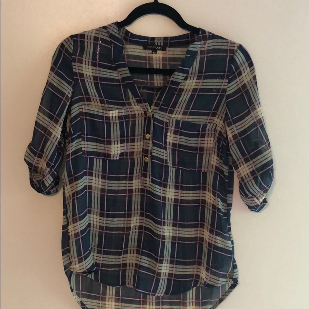 Sheer plaid blouse